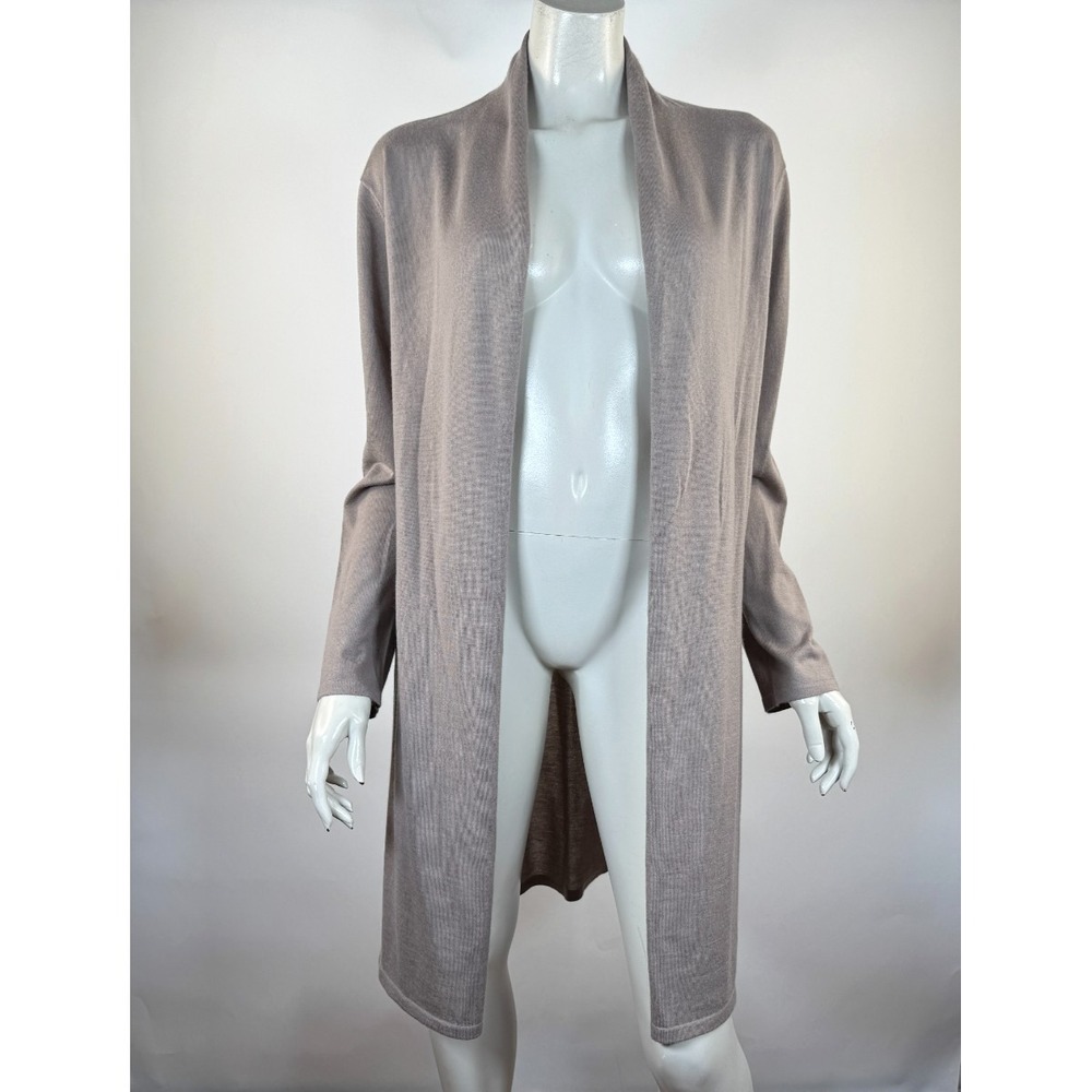 Neiman Marcus Cashmere Open Front Cardigan Duster Women XL EUC Long Sleeve Beige